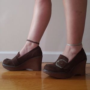 Brown Velvet Wedges- being donated after 7/1